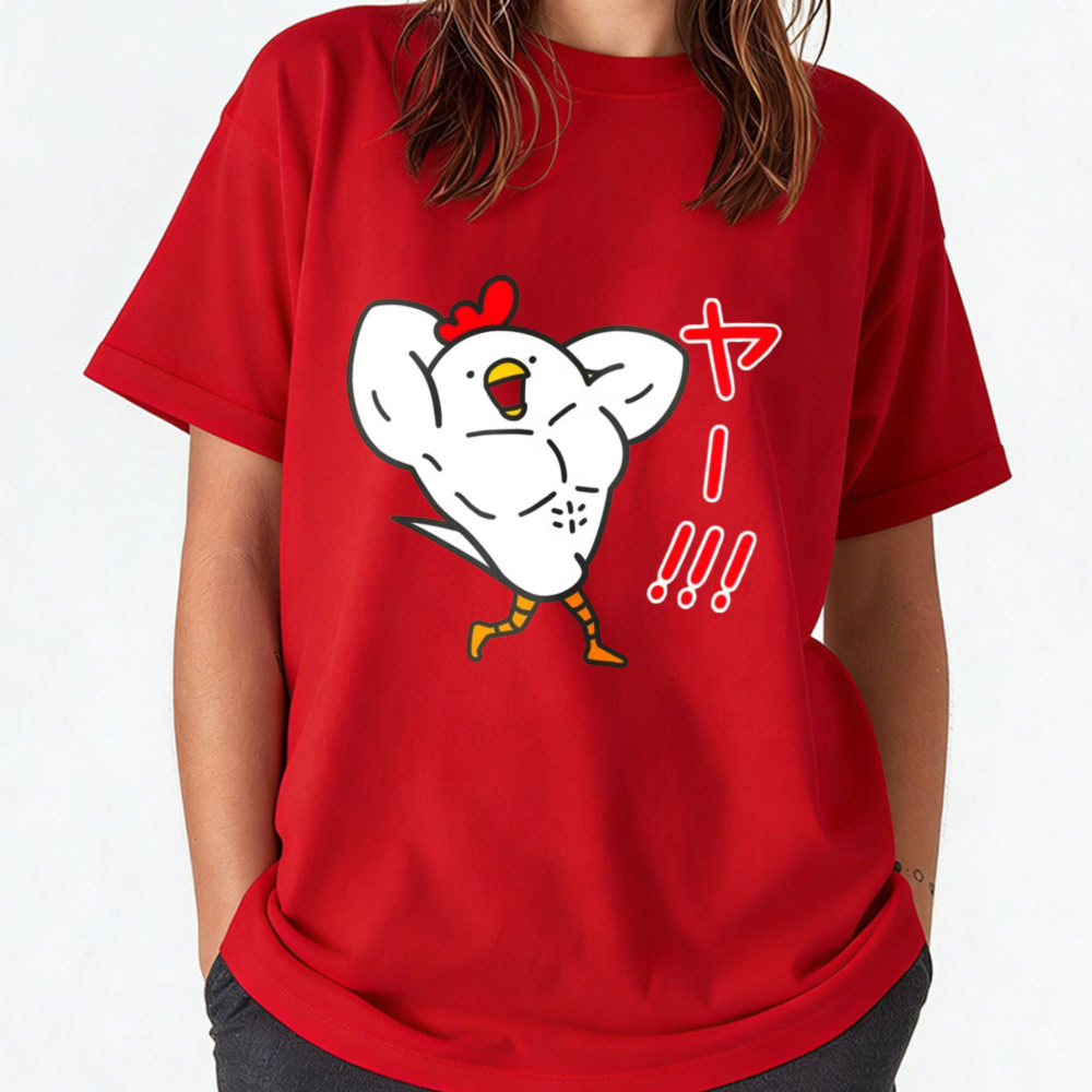 Japanese Women Lifestyle - Kaos Katun Wanita dengan Gambar Ayam