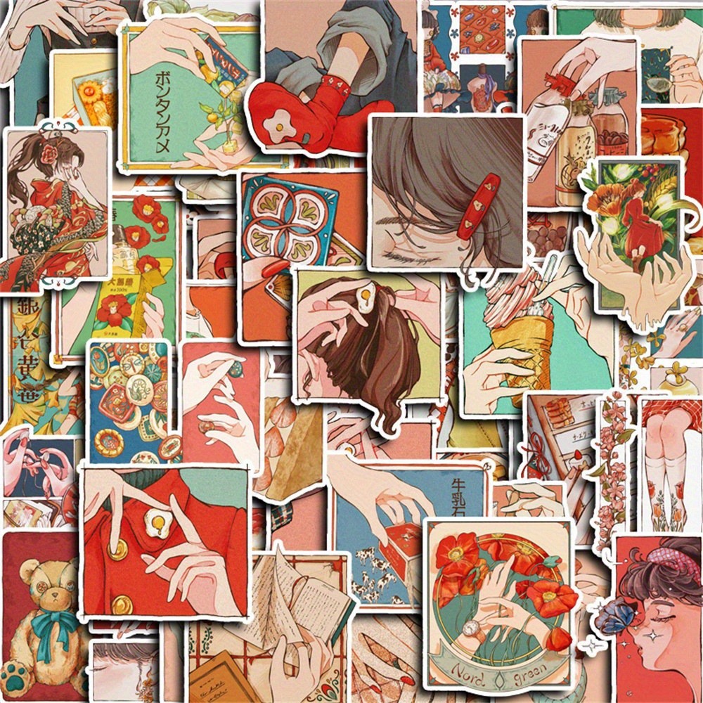 50Pcs Stiker Gaya Tradisional  - Japanese Lifestyle Anime ulasan dan harga